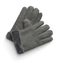 Top view of gray winter warm faux suede gloves