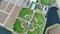 Top view of green baseball field diamond in open air ballpark in rural Florida. American sport infrastructure
