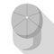 Top view of grey baseball cap icon, flat style