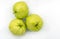 Top view guava fruits, three Guava fruits on white background