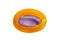 Top view of half Marian Plum on white background