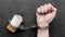 top view hand with handcuffed cigarettes. High quality beautiful photo concept