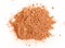 Top view of handful of cocoa powder isolated