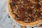 Top view of handmade pecan pie