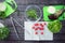 Top view of healthy vegetables lying on the wooden table