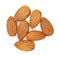 top view heaps of raw almond nuts macro close up healthy hood Ingredients. isolated on a white background.