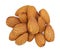 Top view heaps of raw almond nuts macro healthy hood Ingredients. isolated on a white background. with clipping path