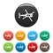 Top view helicopter icons set color