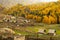 Top view of Hemu village in colorful autumn, nature popular landscape of China