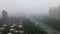 Top view highway with severe air pollution, Beijing, China