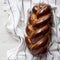 Top view, homemade jewish challah bread. From above, overhead, flat lay. Close-up