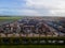 Top view of house Village from Drone capture in the air house is brown roof top Urk netherlands Flevoland