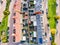 Top view of house Village from Drone capture in the air house is brown roof top Urk netherlands Flevoland