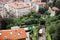 Top view of houses, street and funicular of old Italian city. City panorama, tourism.