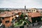 Top view of houses and street of old Italian city of Bergamo. City panorama.