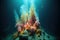 top view of a hydrothermal vent emitting plumes underwater