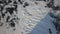 Top view of the ice texture background. Clip. Aerial view of natural winter landscape of the frozen water of the lake or