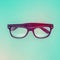 Top view image of black optical glasses over mint wooden background.