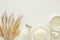 Top view image of dairy products over white wooden background. Symbols of jewish holiday - Shavuot.