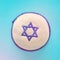 Top view image of jewish Kippah yarmulke hat with david star. holidays and shabbat concept.