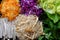 Top view ingredient food for fresh vegan rice paper rolls