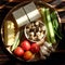 Top view ingredient food for vegetarian meal, vegetables, tofu, mushroom
