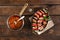 Top view ingredients for cooking vegetarian dish ratatouille