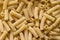 Top view of Italian uncooked tortiglioni pasta