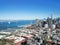 Top view Jackson Square and Bay Bridge bay area San Francisco