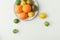 Top view of juicy citruses on plate