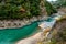 Top view of Katsura River at Kyoto japan in autumn