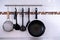 Top view Kitchen cooking utensils and dishware kitchenware