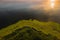 Top view of lake Drivyaty in the forest in the Braslav lakes National Park at sunset, the most beautiful places in the city of