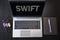 Top view of laptop with text Swift
