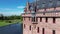 Top view of the largest castle in the Netherlands, De Haar. A beautiful quadcopter flight over the castle, the park and the water