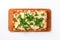 Top View, Lasagna On A Wooden Boardon White Background