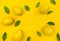 Top view of lemon and leaves on color background.concepts ideas