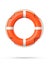 Top view of lifebuoy, isolated on a white background with shadow. 3d rendering of orange life ring buoy.