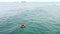 Top view of lifebuoy in the sea. Life ring floating in a sea.