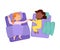 Top View of Lovely Little Girls Sleeping Sweetly in their Beds, Bedtime, Sweet Dreams of Adorable Kid Concept Cartoon