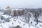 Top view of  The Lyceum Garden and The Catherine Palace. Tsarskoye Selo. Pushkin. Russia