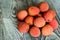 Top view lychee fruit on wooden background