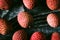 Top view lychee fruit on wooden background