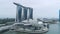Top view of Marina Bay Sands hotel. Shot. View from the roof top pool at new Marina Bay Sands hotel in early morning