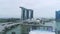 Top view of Marina Bay Sands hotel. Shot. View from the roof top pool at new Marina Bay Sands hotel in early morning