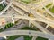 Top view massive highway intersection, stack interchange