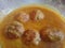 Top view of Meat balls or meat kofta curry on a black background