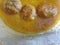 Top view of Meat balls or meat kofta curry on a black background with copy space