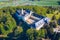 Top view of medieval castle Zbiroh. Czech Republic. Picturesque landscape with imposing medieval Zbiroh Castle in Rokycany