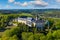 Top view of medieval castle Zbiroh. Czech Republic. Picturesque landscape with imposing medieval Zbiroh Castle in Rokycany